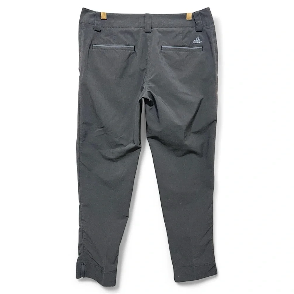 Adidas Pants Womens charcoal Gray Chino Lightweight Casual Zip Pocket, sz 6